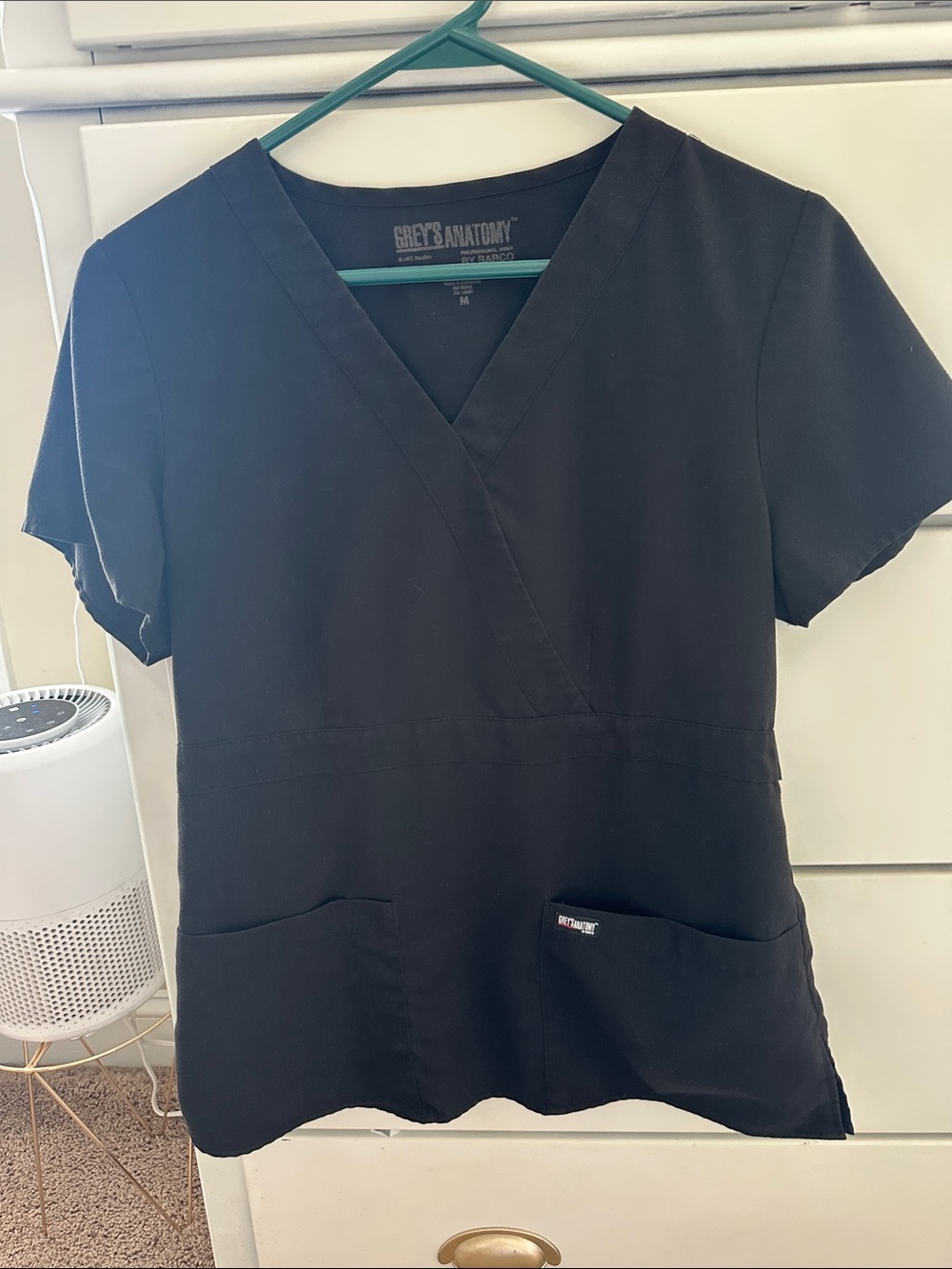 Grey's Anatomy Black V-Neck Short Sleeve Scrub Top